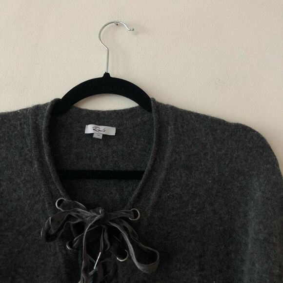 Rails Olivia Cashmere Blend Lace Up Sweater in Charcoal Grey - Picture 5 of 8